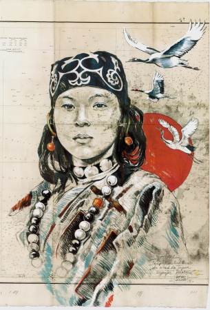 Aquarelles, encre et mine de plomb<br>
51 x 74 cm