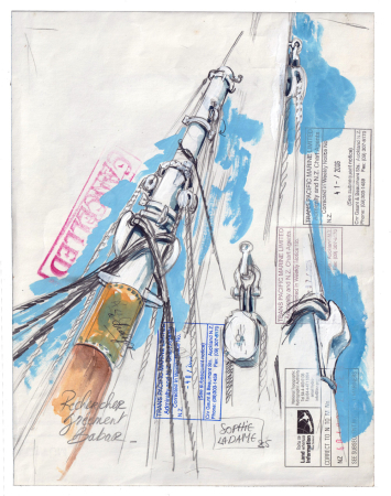 Aquarelles, encre et mine de plomb<br>
24 x 31 cm