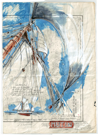 Aquarelles, encre et mine de plomb<br>
52 x 74 cm